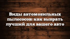 Виды автомобильных пылесосов: как выбрать лучший для вашего авто