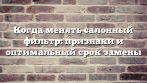 Когда менять салонный фильтр: признаки и оптимальный срок замены