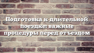 Подготовка к длительной поездке: важные процедуры перед отъездом