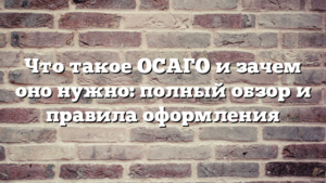 Что такое ОСАГО и зачем оно нужно: полный обзор и правила оформления