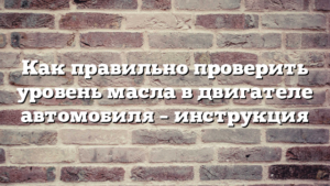 Как правильно проверить уровень масла в двигателе автомобиля – инструкция