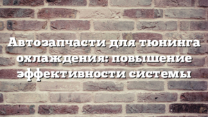 Автозапчасти для тюнинга охлаждения: повышение эффективности системы